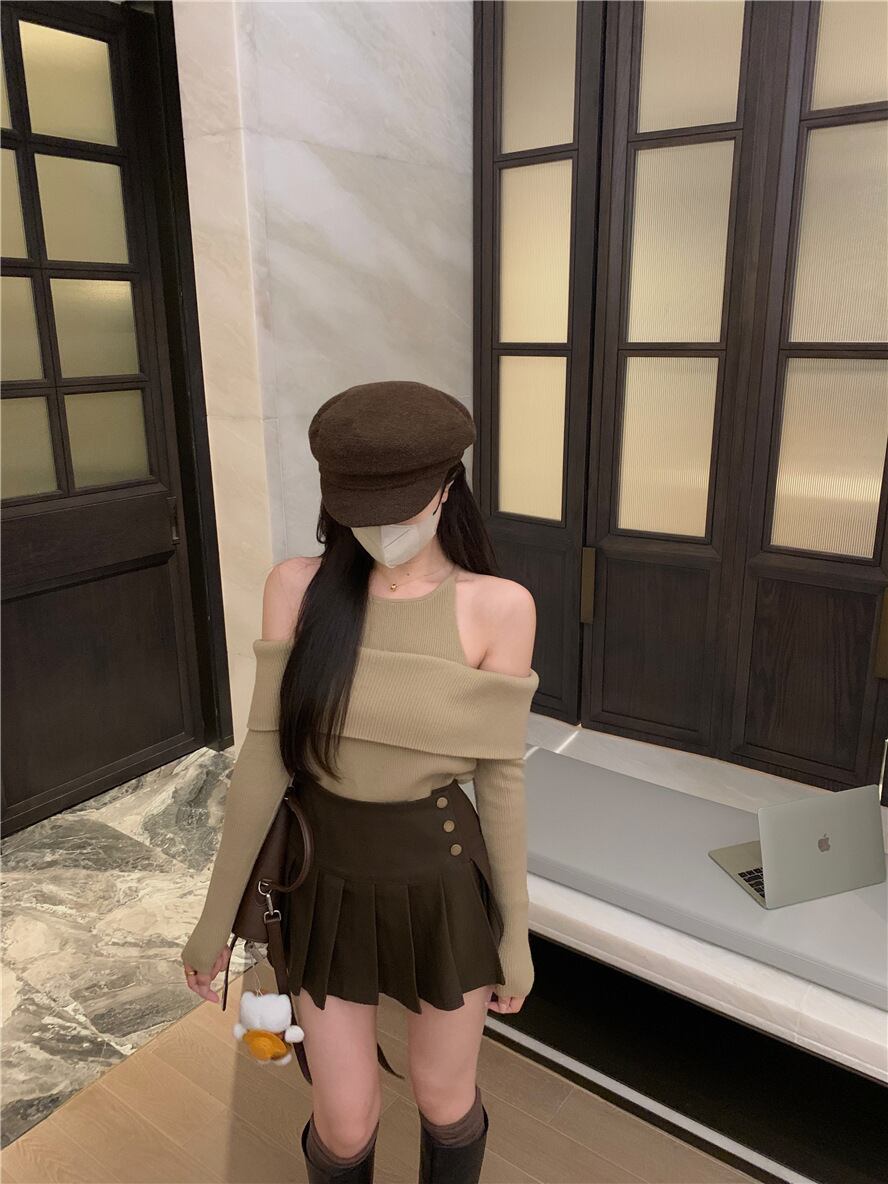 【tops】オフショルダーニットトップス　M28554