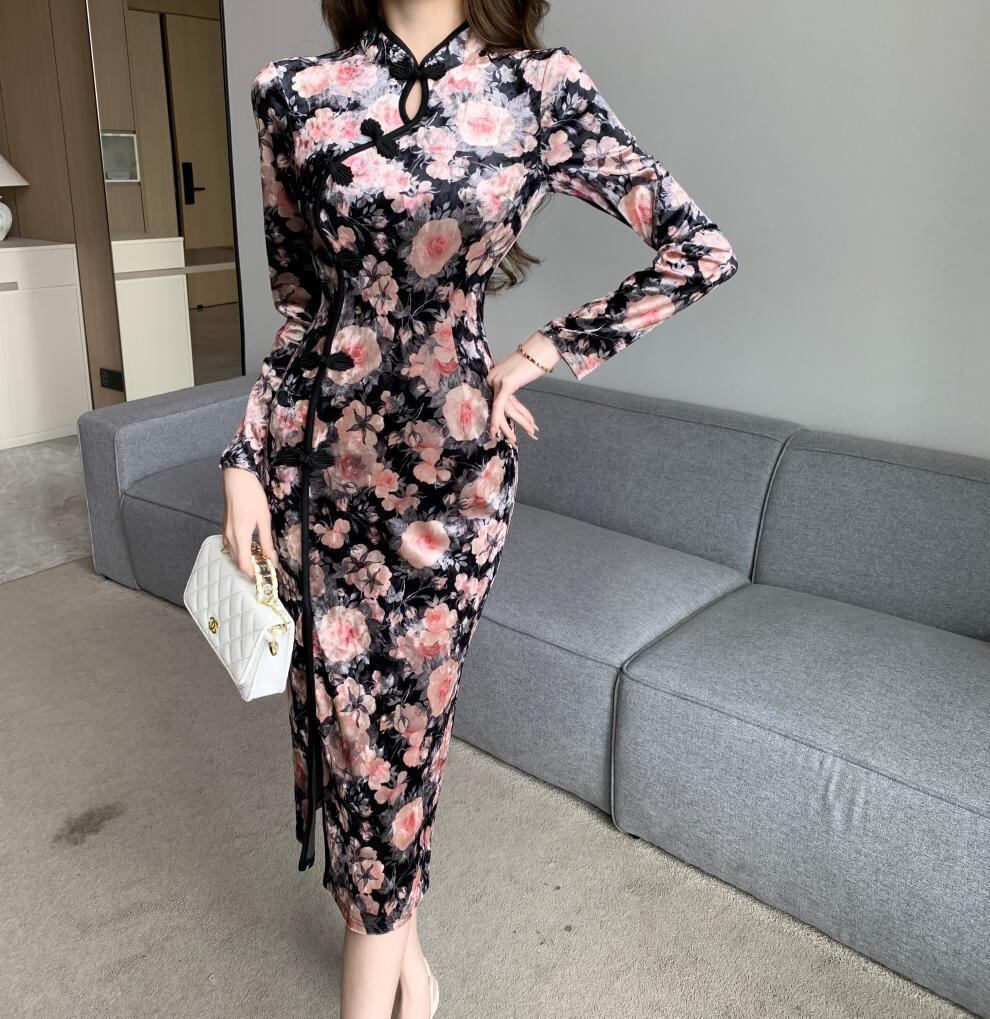 【dress】プリントスリットデートワンピース　M28303