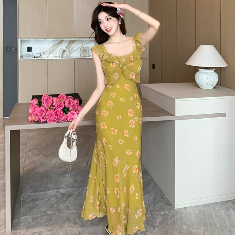 【dress】ノースリーブ花柄ワンピース G21261