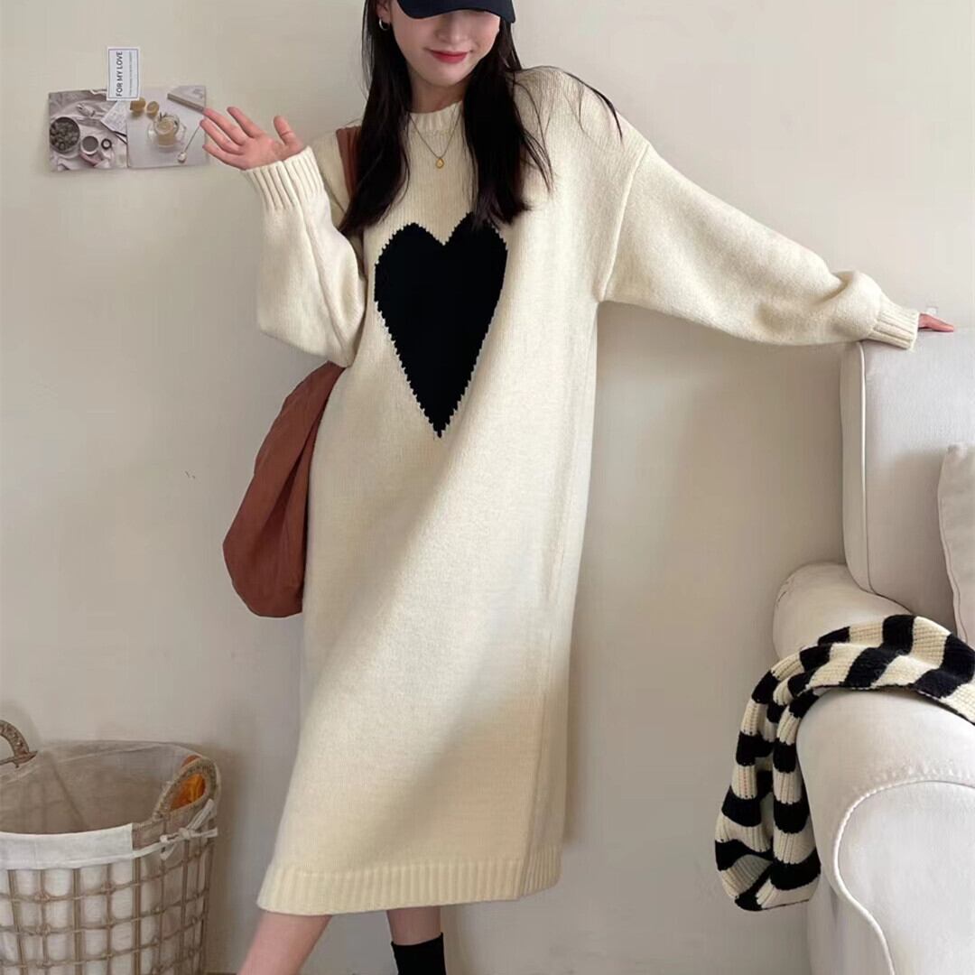 【dress】ハート柄ニットワンピース 　N2240