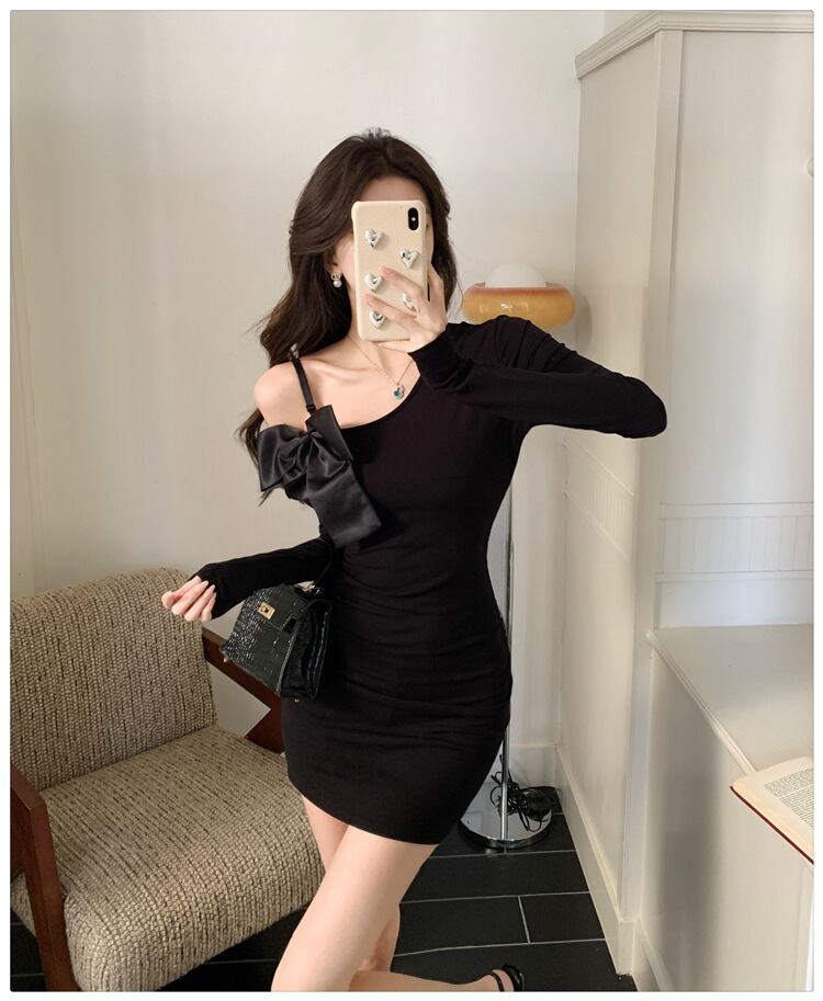 【dress】オフショルダーニットワンピース　M28868