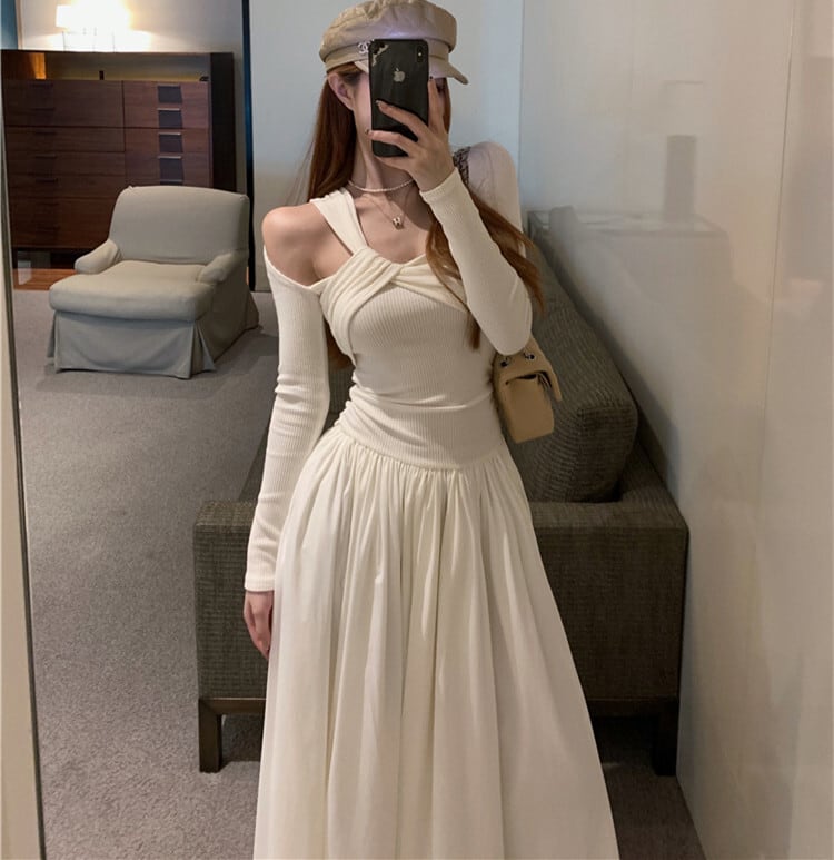 【dress】ニットドッキングワンピース　M28174
