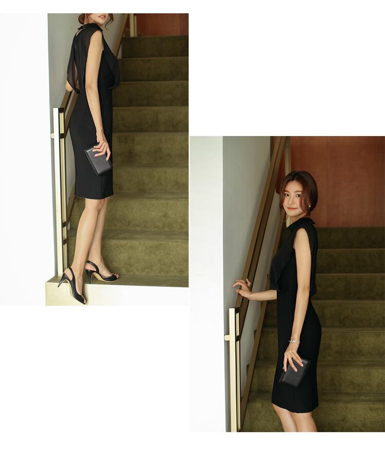 【dress】ファッション気質満点OL通勤魅力的ラウンドネック夏体型カバー ワンピース G0419