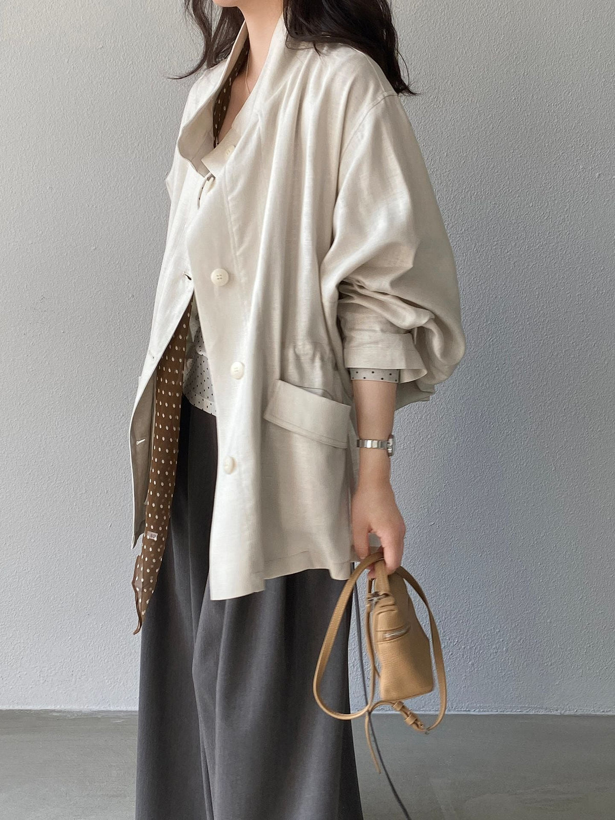 【outer】リネンコート Q8245