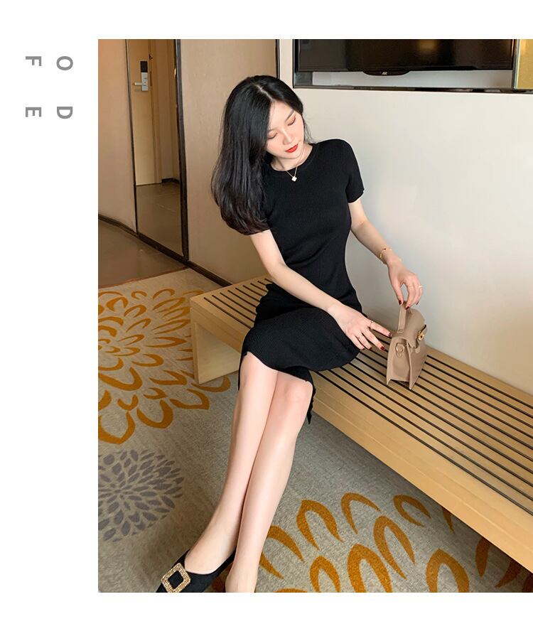 【dress】3色ラウンドネックニットワンピースF7285