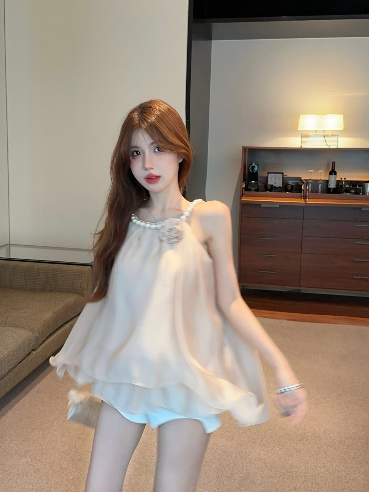 【tops】パールホルターネックトップス　M24630