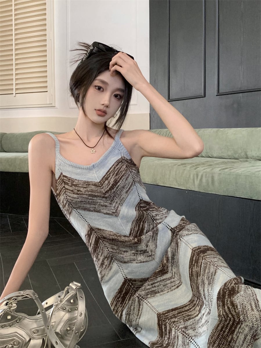 【dress】ストライプ柄ニットキャミワンピース G21561