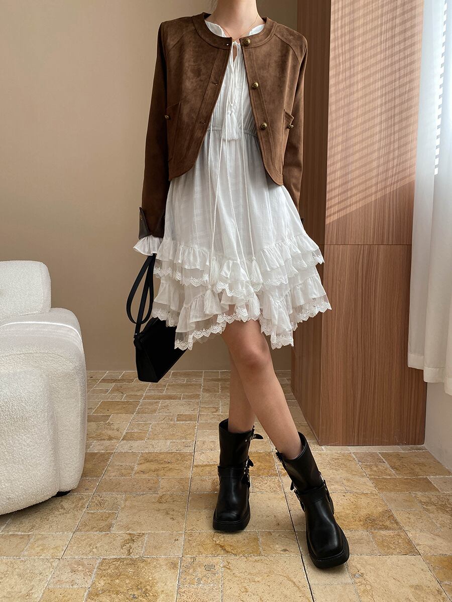 【dress】レースドッキングティアードワンピース　N2973