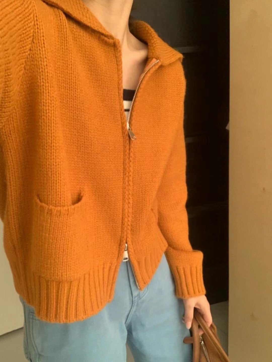 【outer】ファスナーニットカーデ　M25676