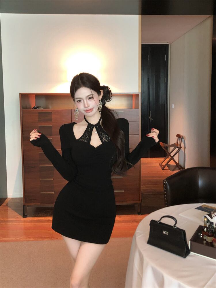 【dress】レース切り替えワンピース　M28909