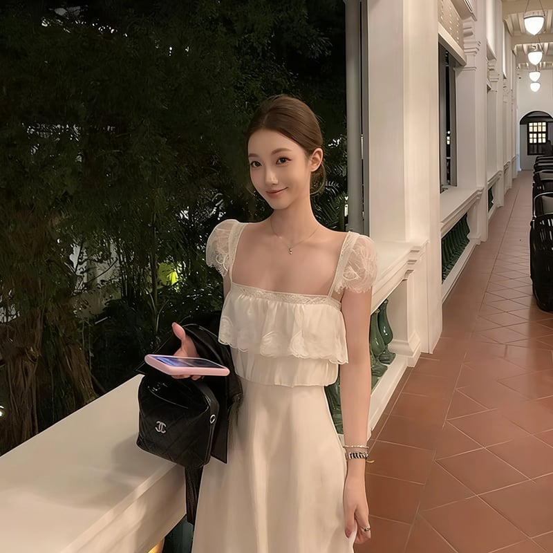 【dress】レースドッキングキャミワンピース Q8033