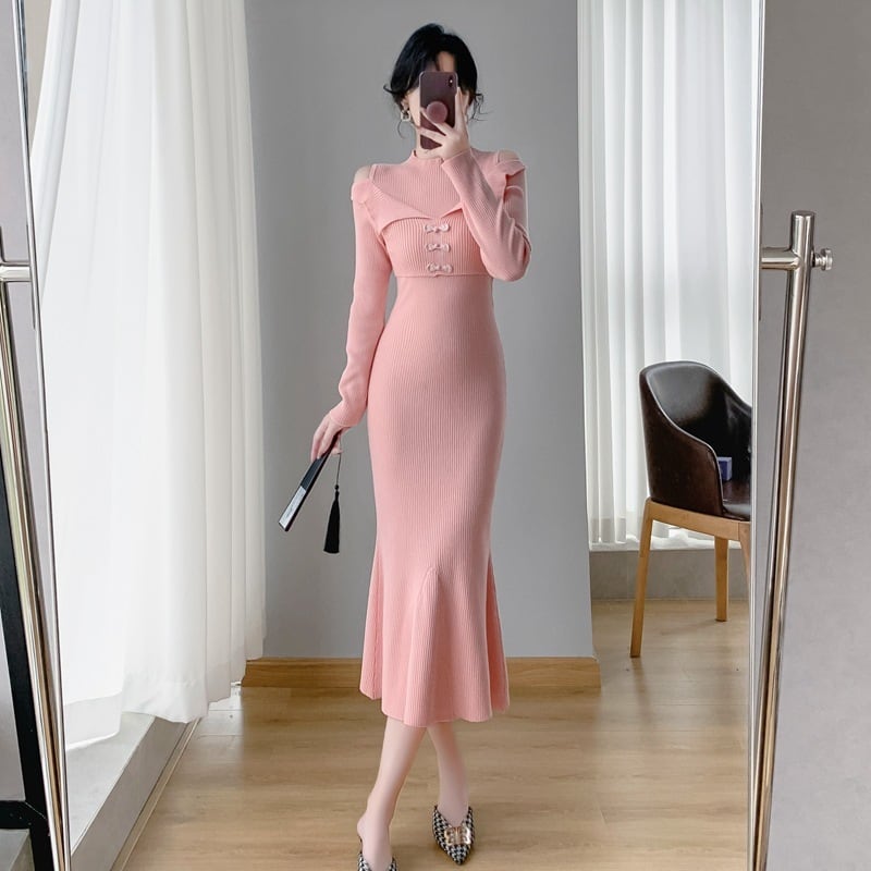 【dress】マーメイドニットワンピース　M26175