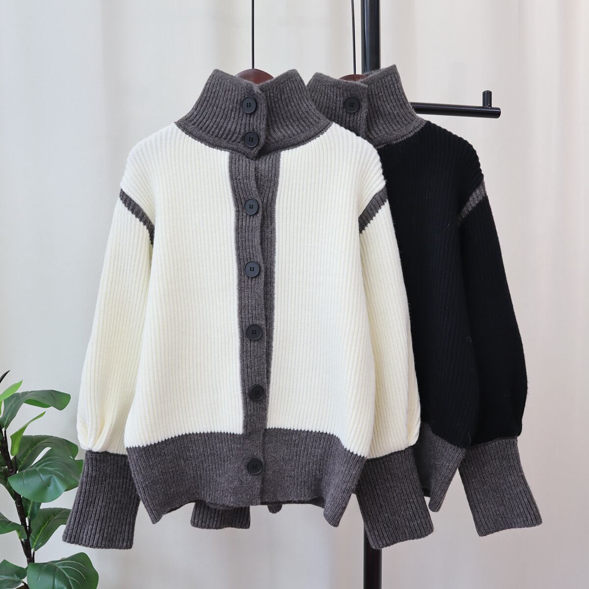 【outer】配色ニットカーデ　M18613