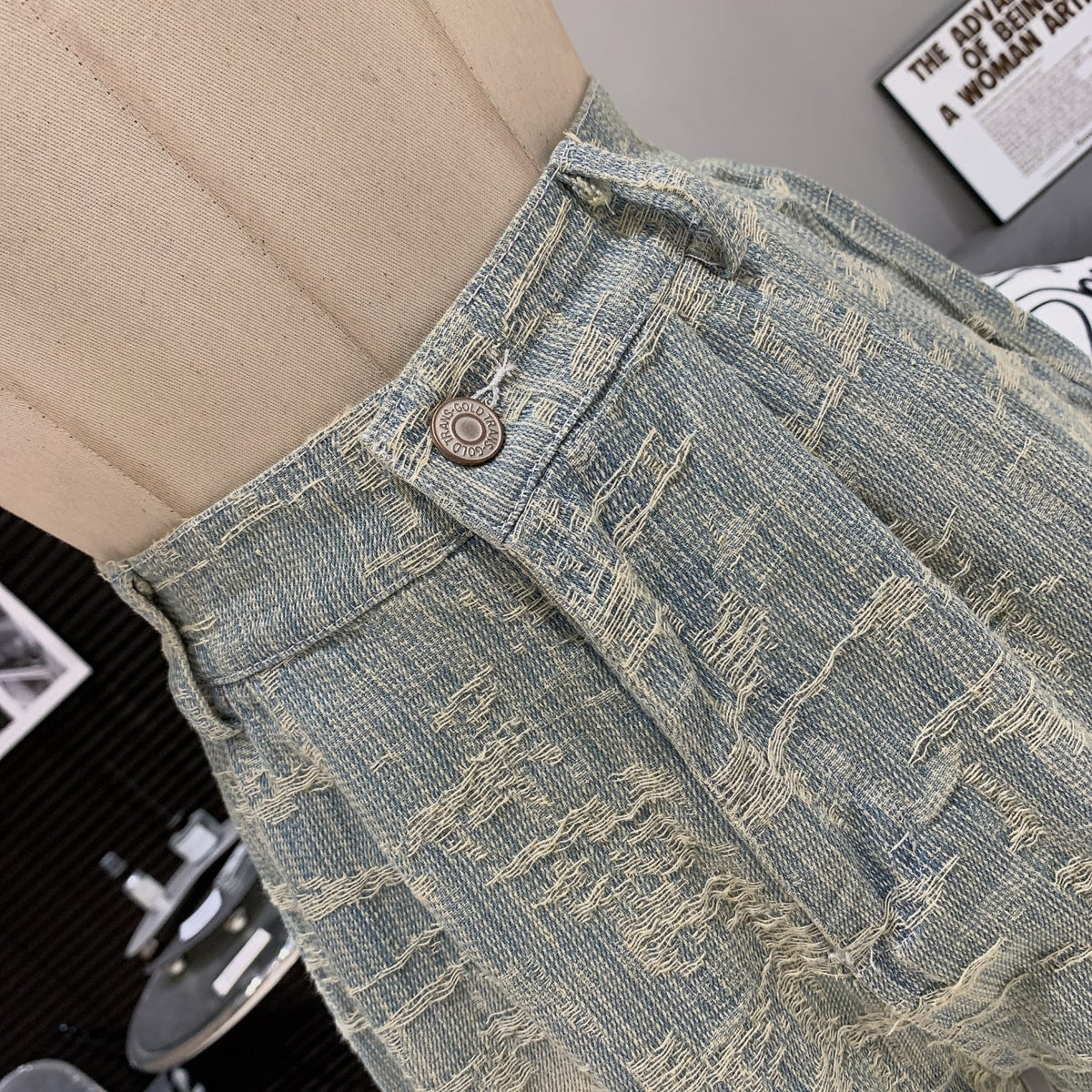 【set】レースデニムベスト×ショートパンツセット　M24776