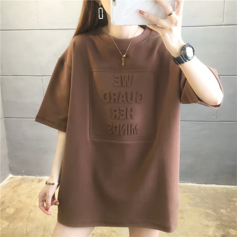 【tops】清新合わせやすいラウンドネック半袖ゆったり着回しファッションTシャツF0032