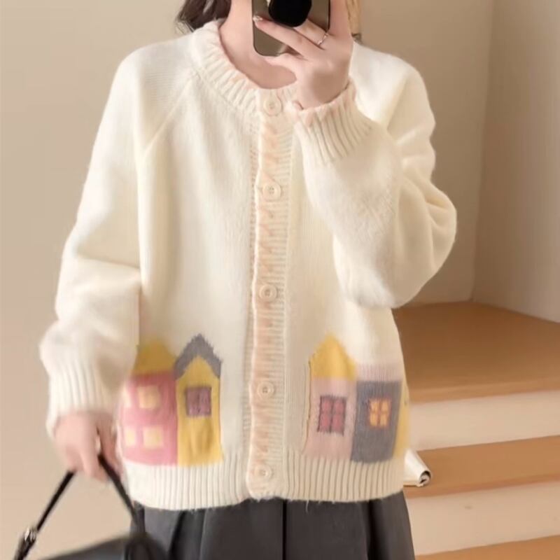 【outer】3色展開ニットカーディガン Q7738