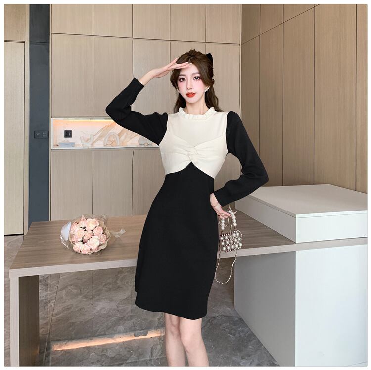 【dress】リボン付ニットワンピース　M18567