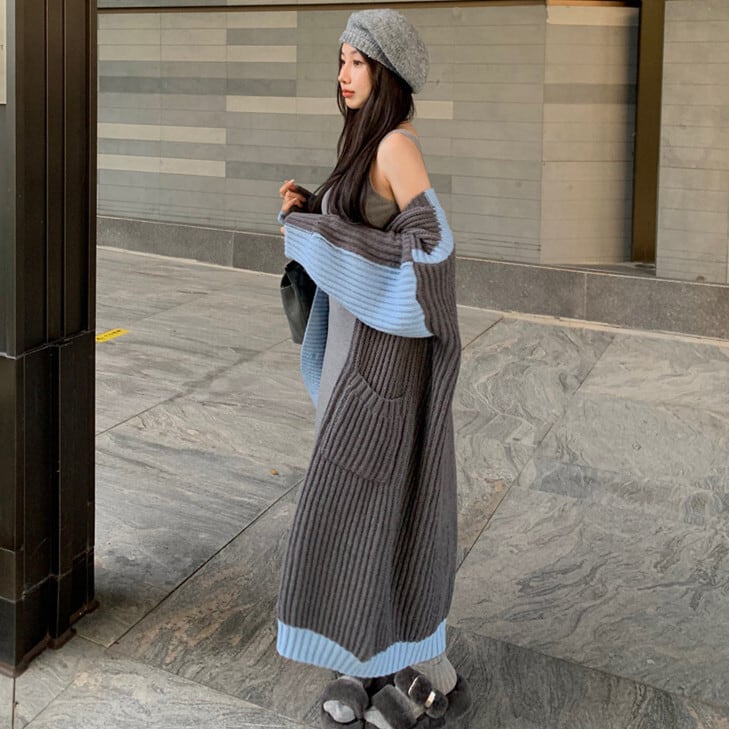 【outer】ロング丈ニットカーデ　M28185