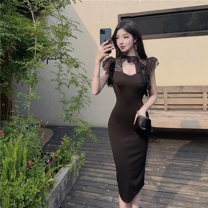 【dress】レース切り替えノースリーブワンピース G21393