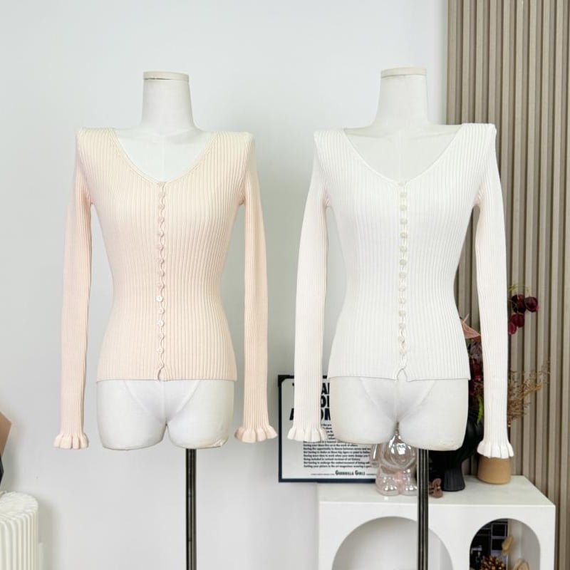 【tops】Vネックニットトップス Q7615