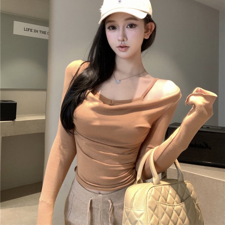 【tops】切り替え長袖Tシャツ　M28178