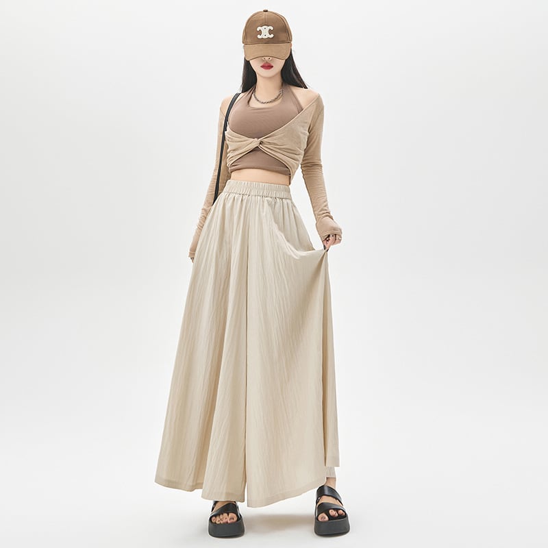 【bottoms】3色ウエストゴムガウチョパンツF7490