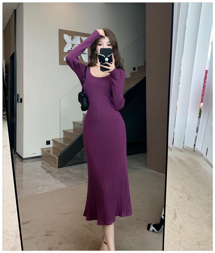 【dress】無地ニットワンピース　M18293