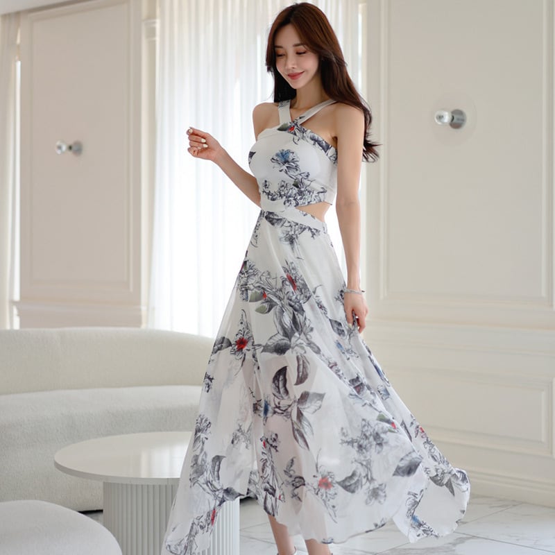 【dress】ウエストカットホルターネックワンピース　M31014