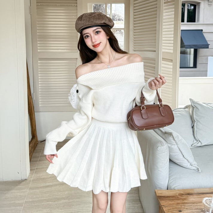 【dress】ボートネックニットワンピース　M27486