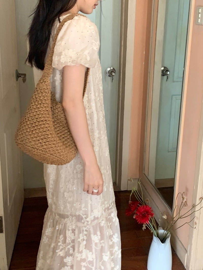 【dress】ジャカード刺繍ワンピース　M24731