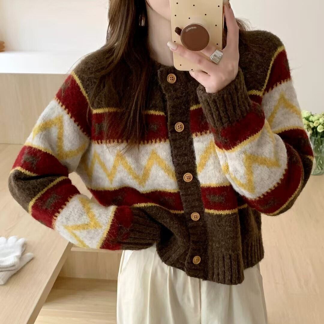 【outer】ジャカードニットカーデ　M27969