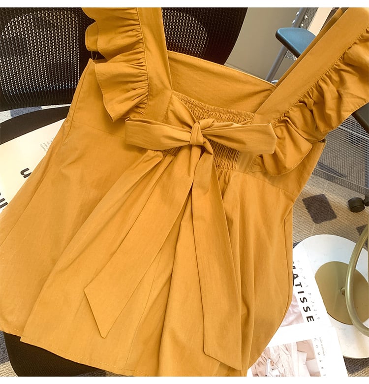 【tops】2色フレンチスリーブタンクトップF7503