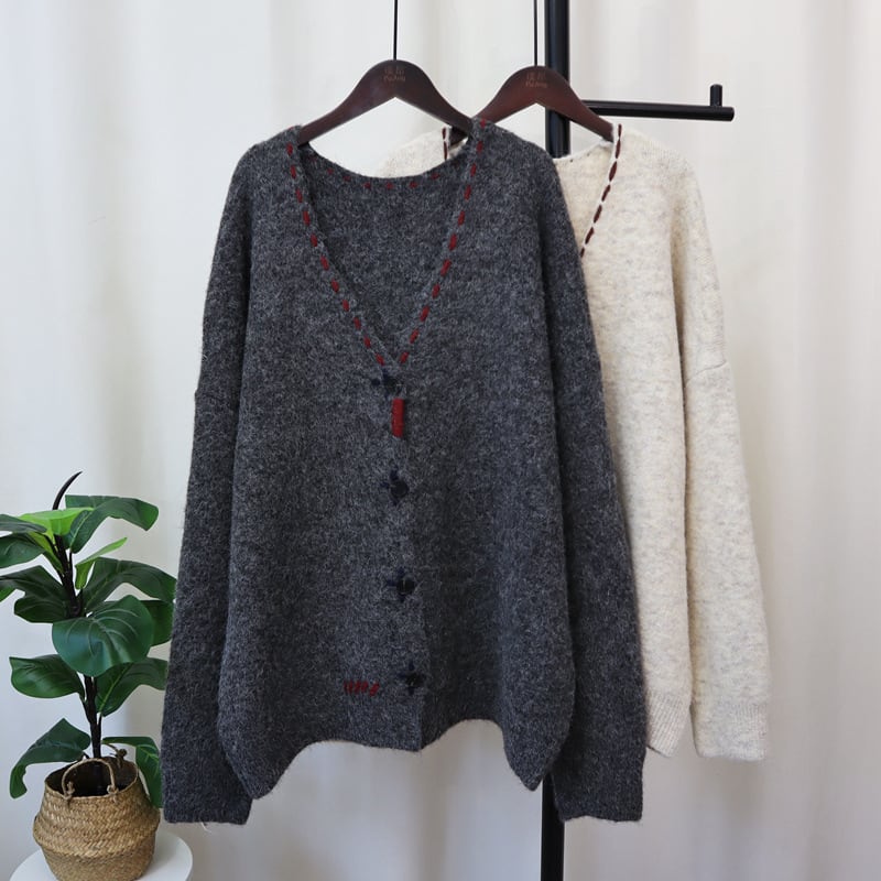 【outer】Vネックニットカーデ　M25377