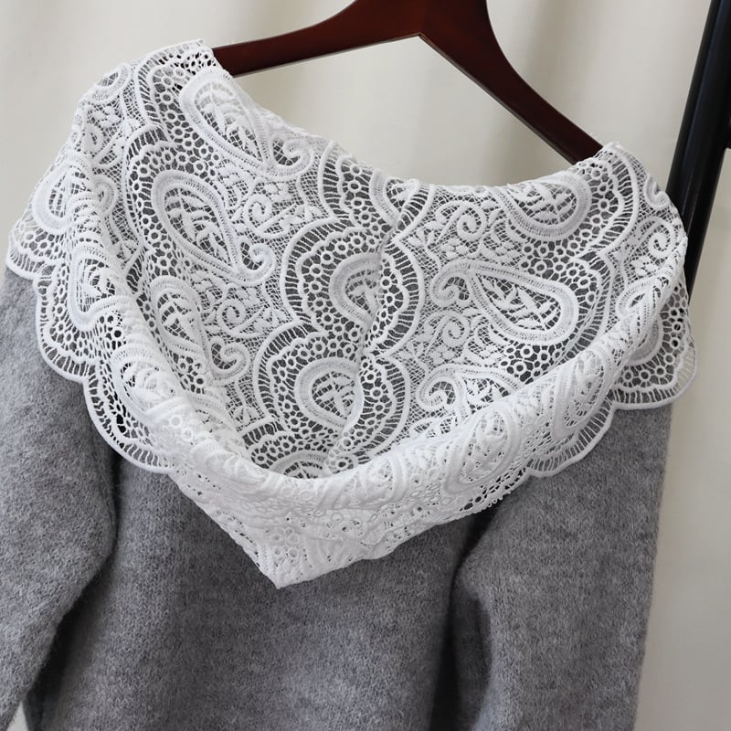 【tops】レース切り替えニットセーター　M27292