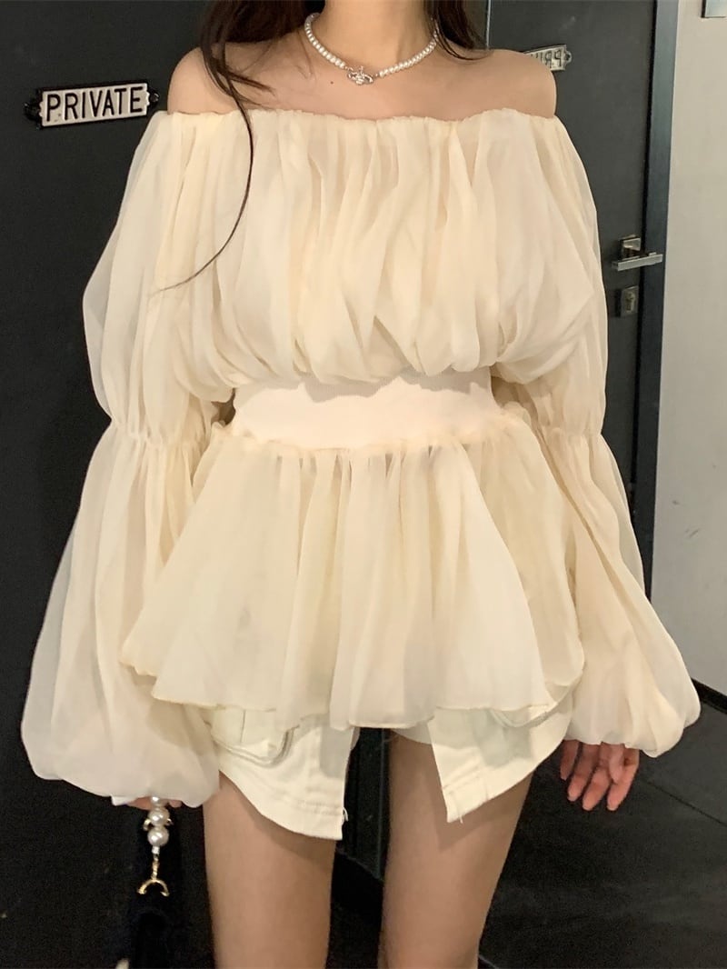 【tops】オフショルダーパフスリーブ ブラウスG20416