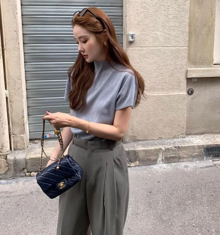 【tops】5色ハーフネックＴシャツF7422