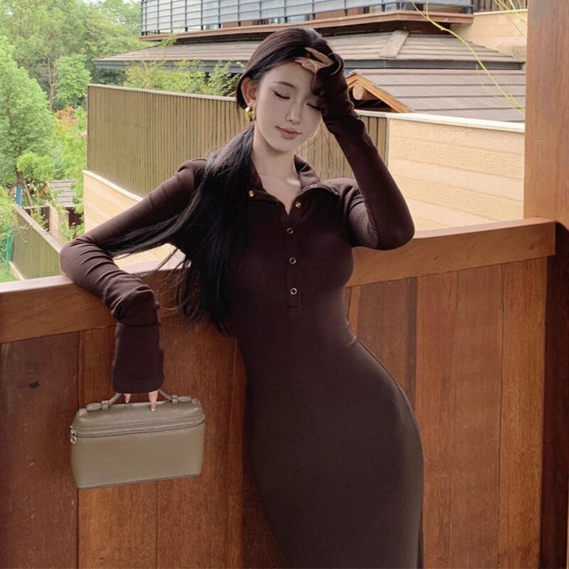 【dress】ロングＶネックワンピース Q7114