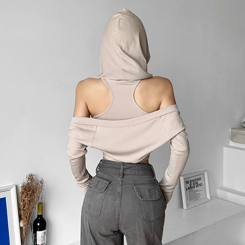 【set】キャミソール+フード付きカーディガン２点セットG20377