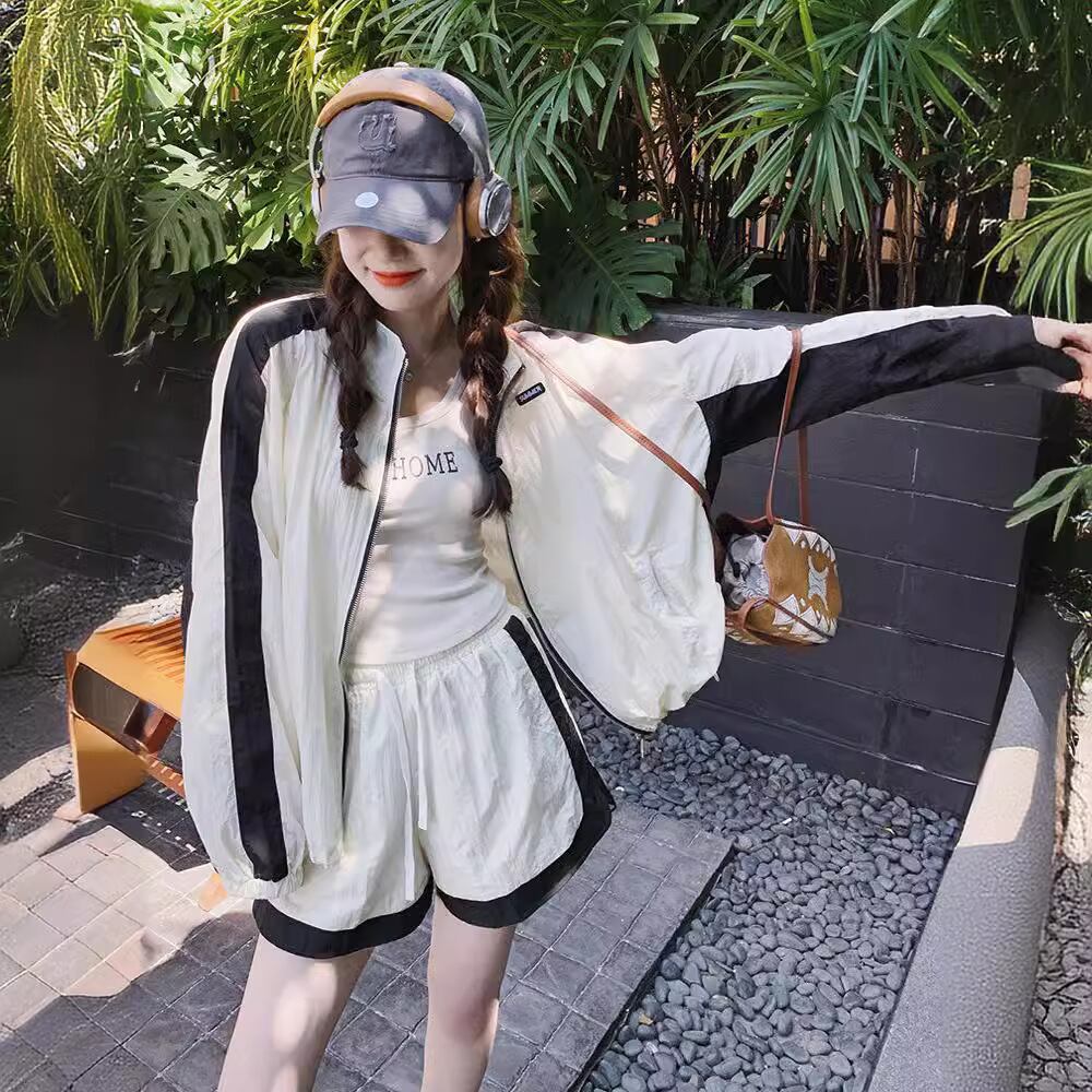 【set】薄手長袖アウター+ショートパンツ２点セットG21287