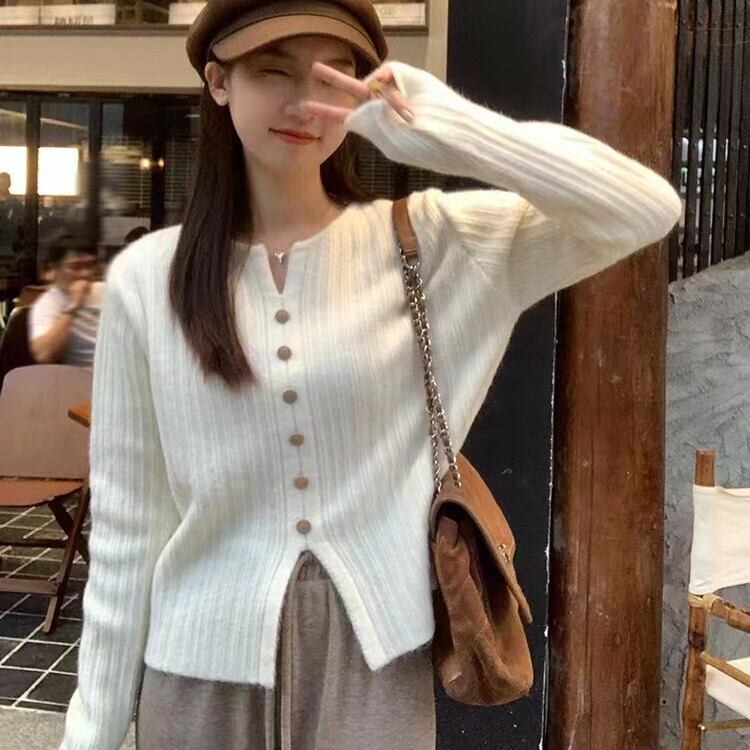 【tops】ボタンデザインニットトップス　M27150