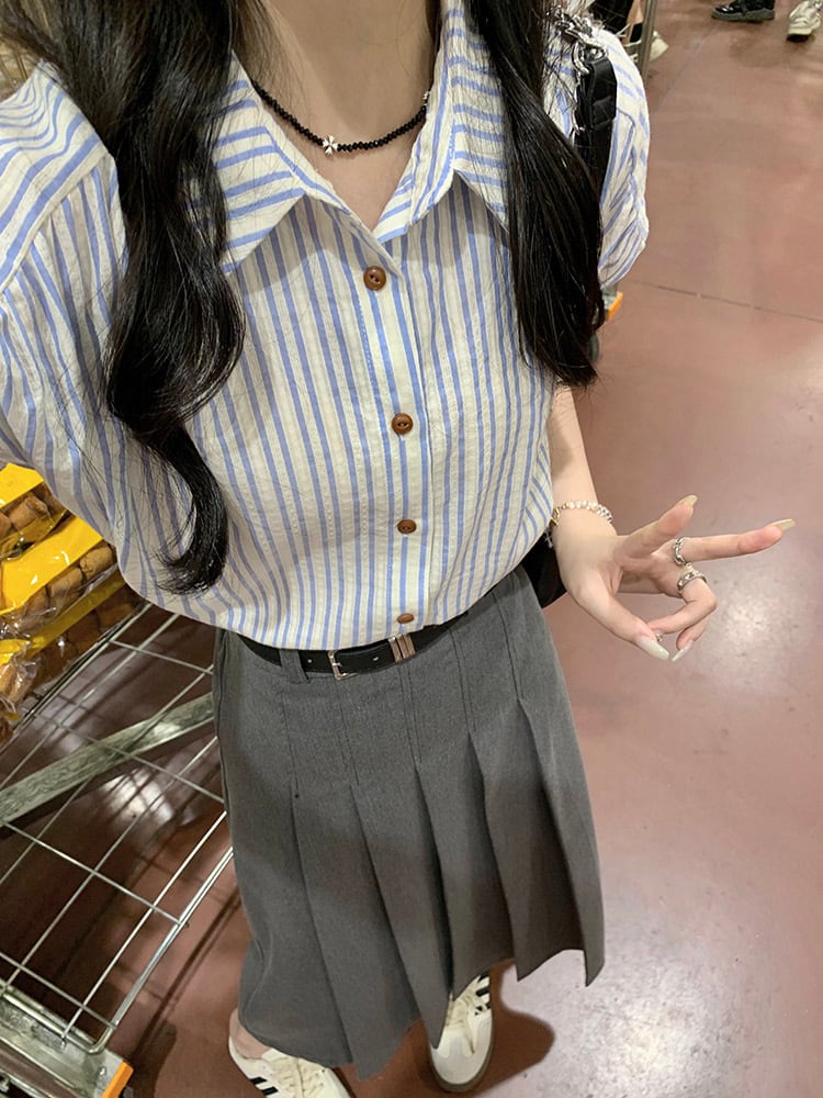 【set】シャツトップス×スカートセット　M24529