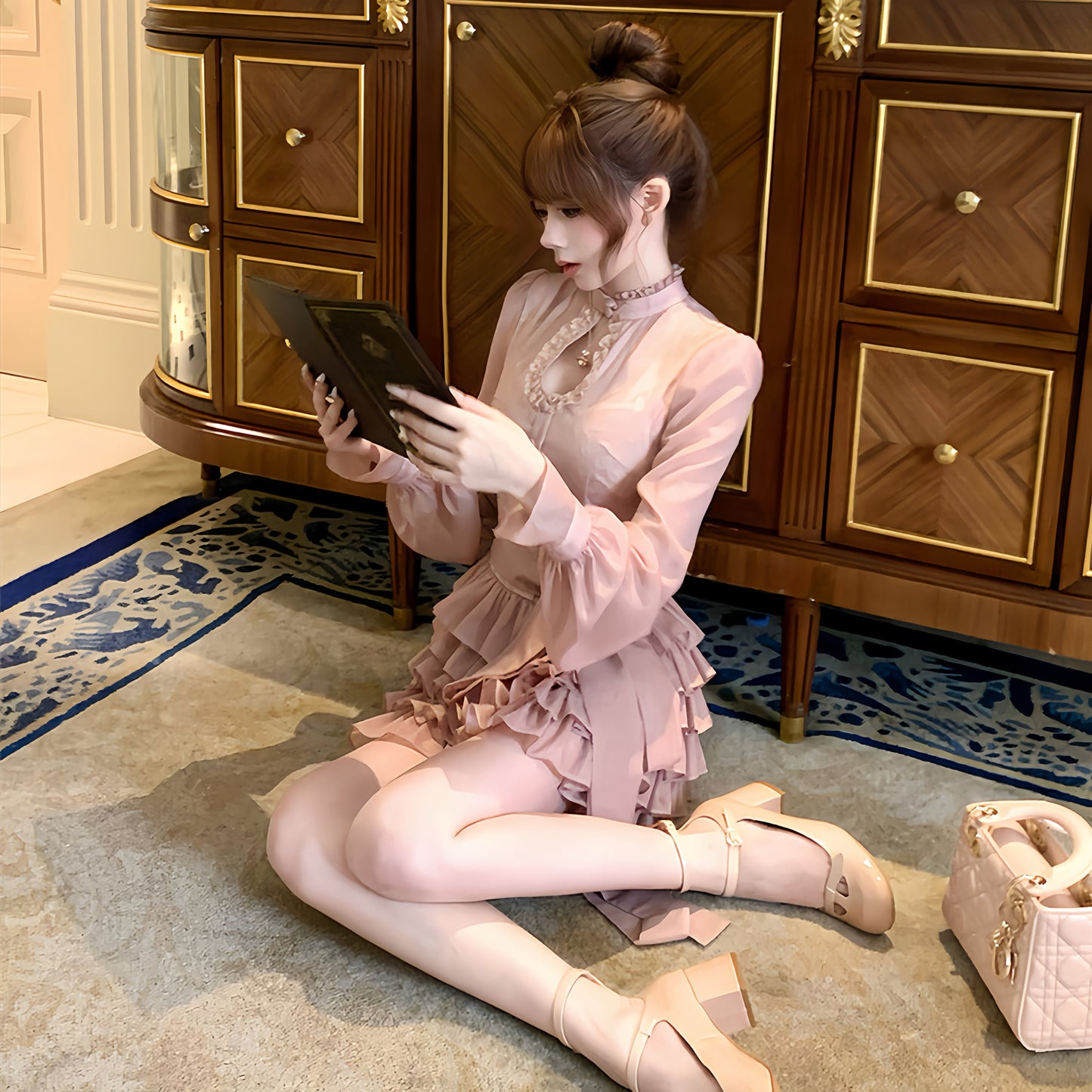 【dress】ビッグリボンティアードミニワンピース　N3326