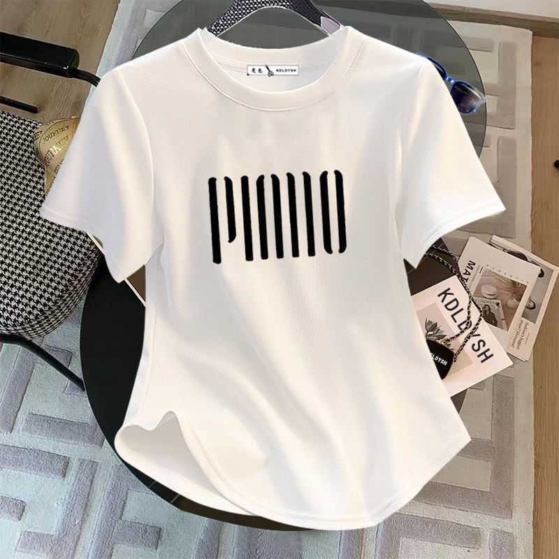 【tops】3色半袖英字柄ＴシャツF7288