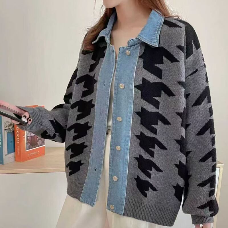 【outer】デニムドッキングニットカーディガン Q6736