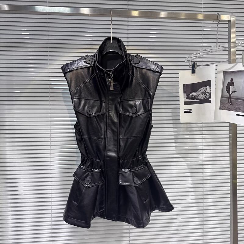 【outer】ロングPUベスト Q7746