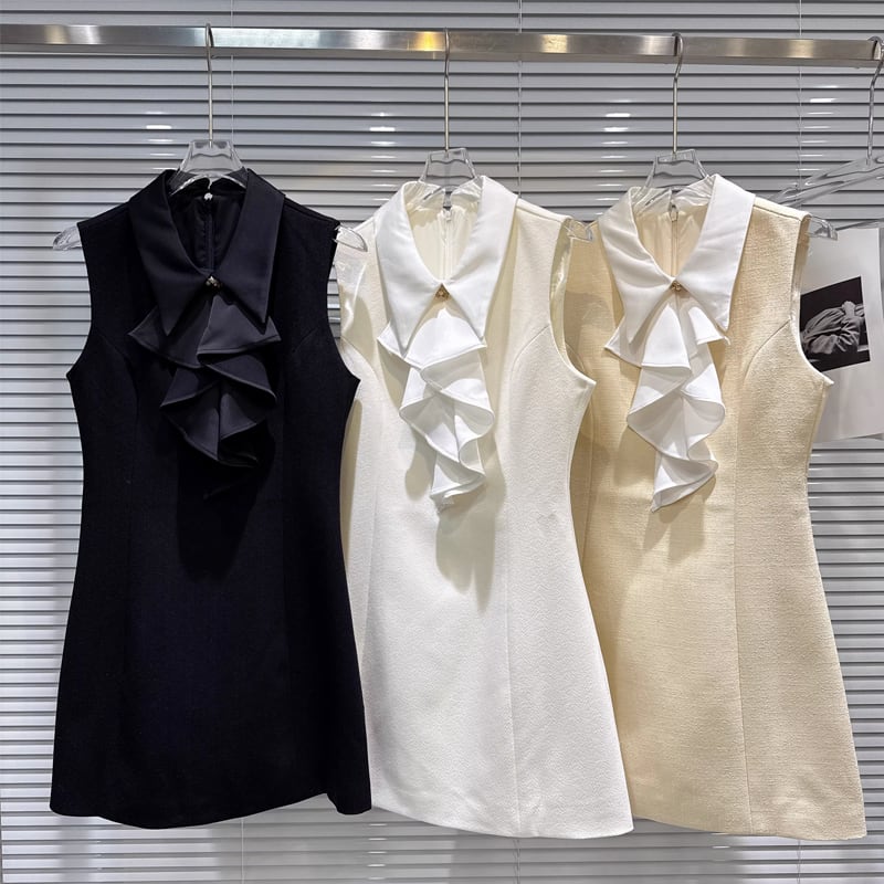 【dress】3色展開ベストワンピース Q7890