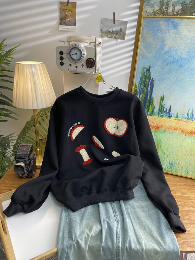 【tops】クルーネック刺繍プルオーバー　M28961