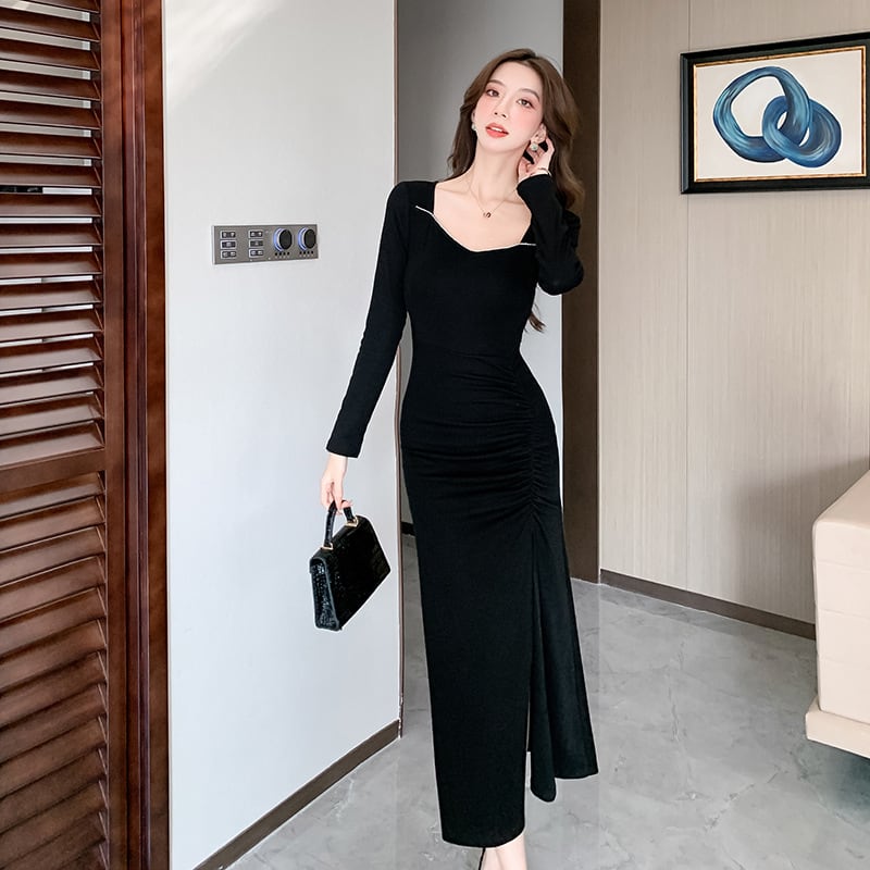 【dress】スリットロングワンピース Q6900