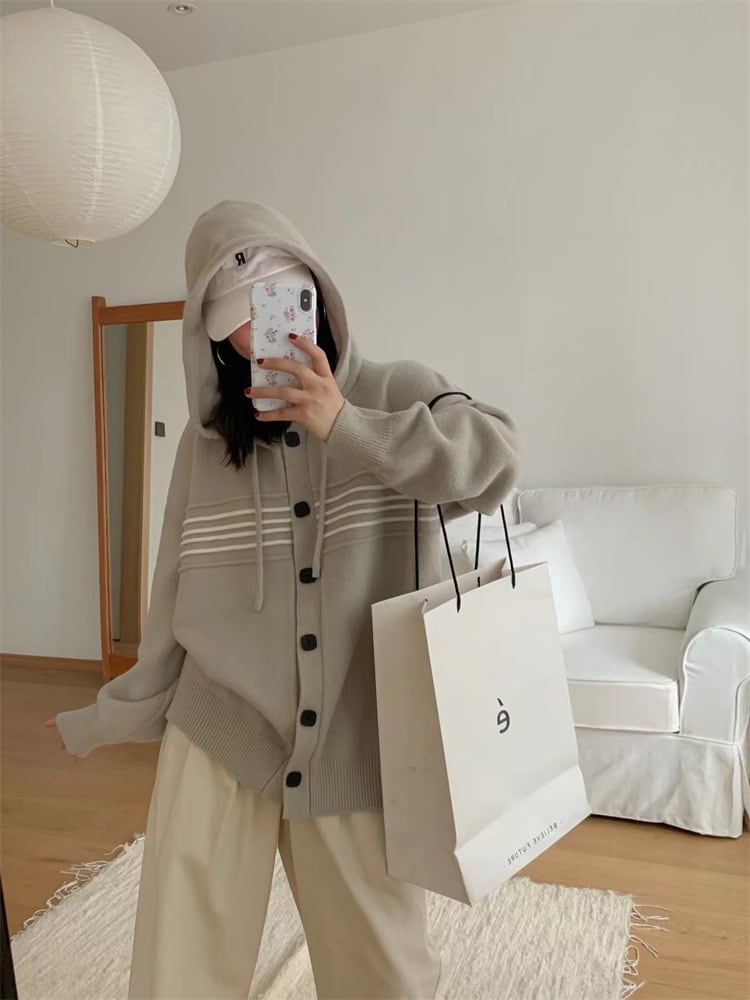 【outer】ボーダー柄ニットカーデ　M25970