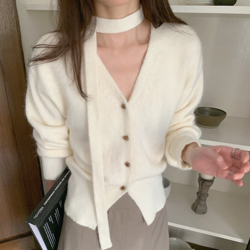 【outer】Vネックニットカーデ　M27492